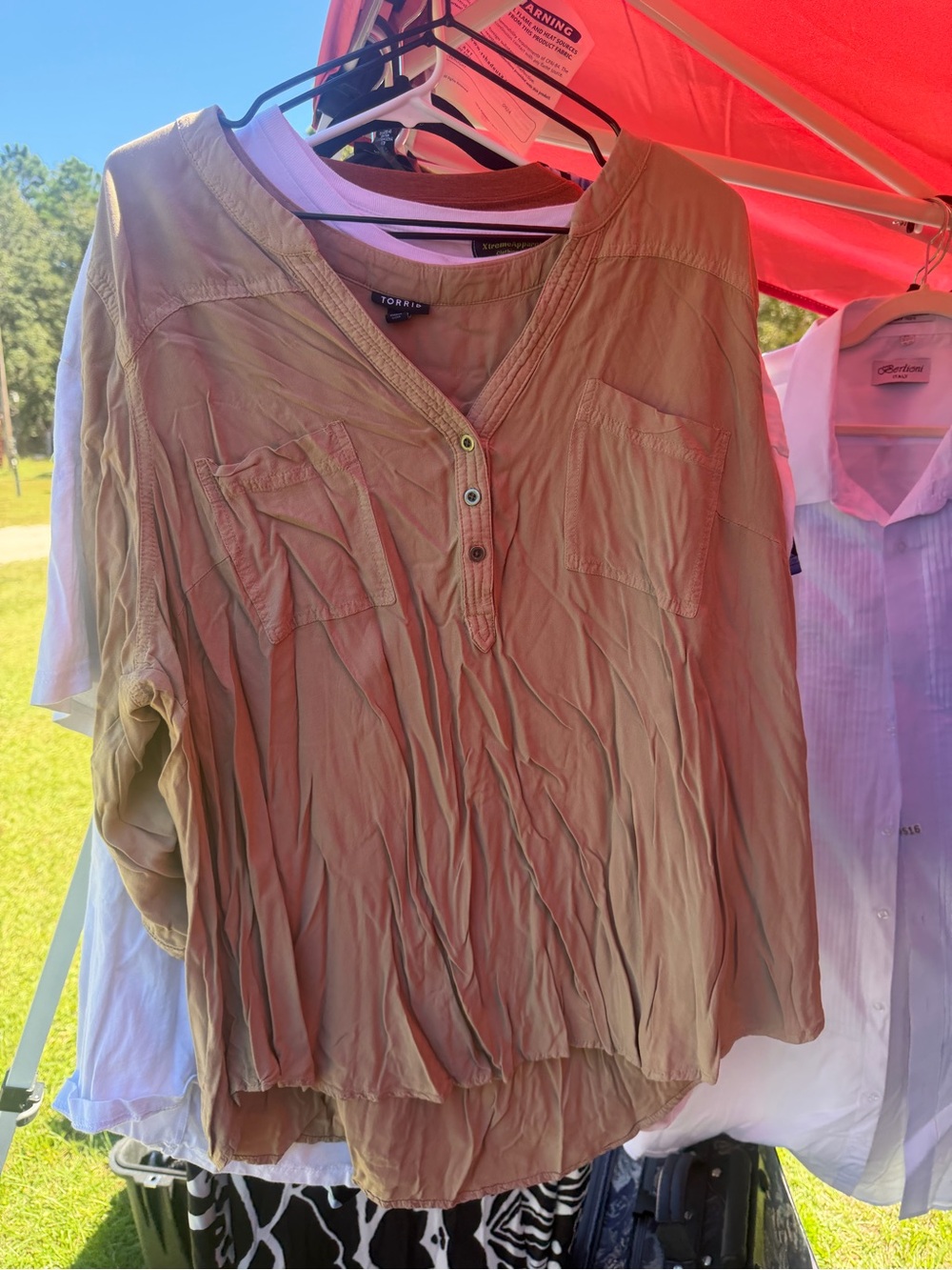 torrid Beige/Tan V-Neck Button Front Tunic Top